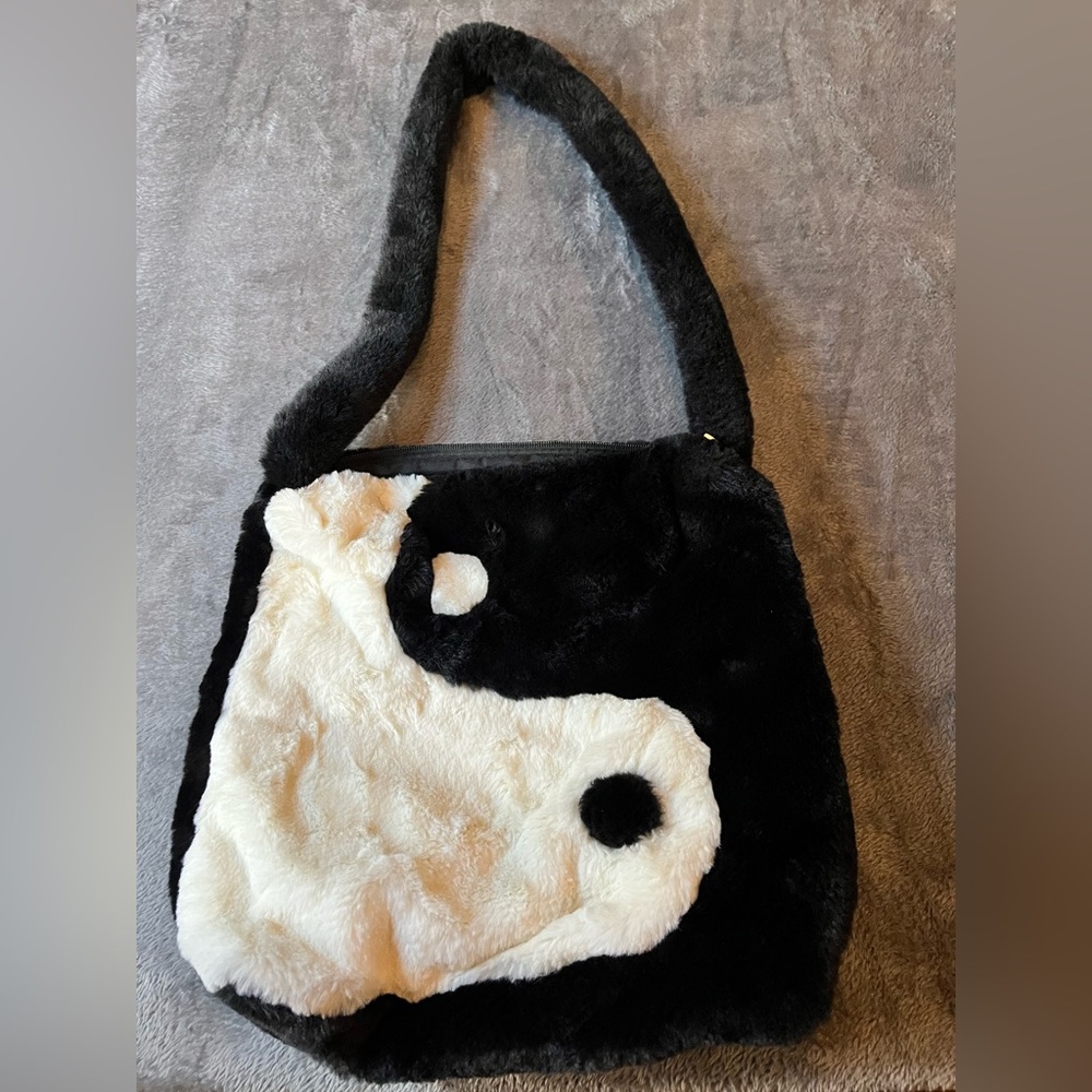 Yin Yang Faux Fur Shoulder Bag